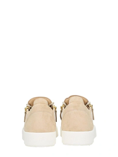 Shop Giuseppe Zanotti White-beige Leather And Suede Sneakers