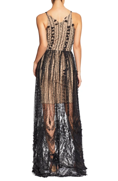Shop Dress The Population Chelsea Lace A-line Gown In Black/ Nude