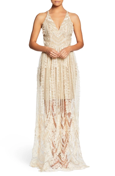 Shop Dress The Population Chelsea Lace A-line Gown In Cream/ Cream