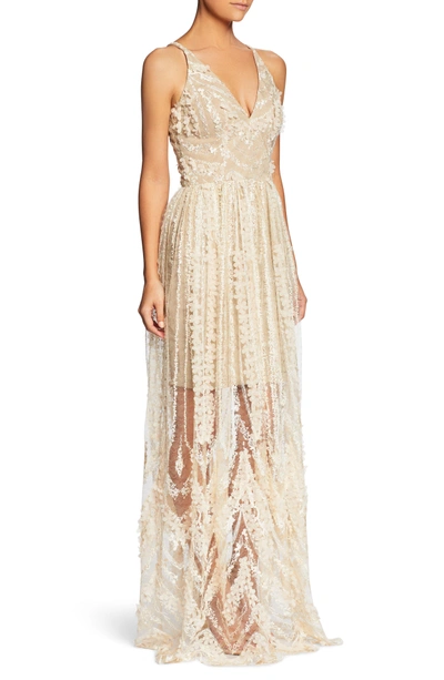 Shop Dress The Population Chelsea Lace A-line Gown In Cream/ Cream