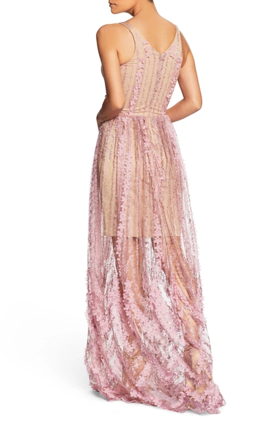 Shop Dress The Population Chelsea Lace A-line Gown In Lilac/ Nude