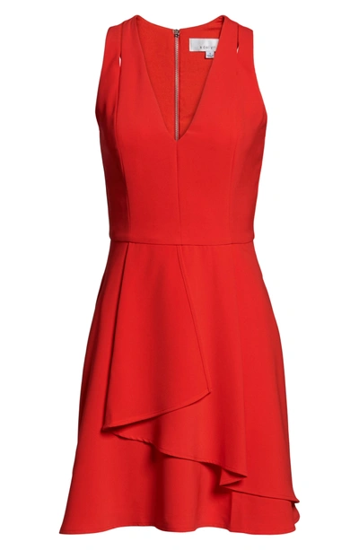 Shop Adelyn Rae Asymmetrical Crepe Fit & Flare Dress In Red