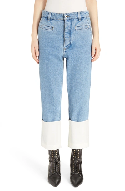 Shop Loewe Fisherman Cuffed Jeans In Blue