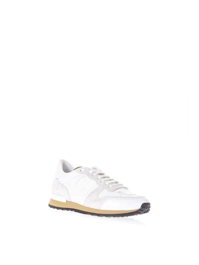 Shop Valentino Rockrunner White Suede & Canvas Sneakers