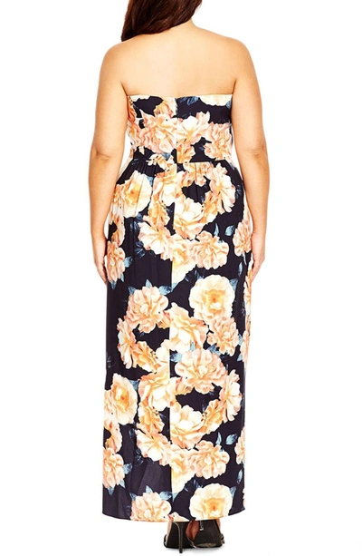 Shop City Chic Tulip Time Floral Print Maxi Dress In Black