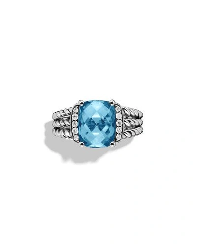 Shop David Yurman Petite Wheaton Ring With Hampton Blue Topaz And Diamonds