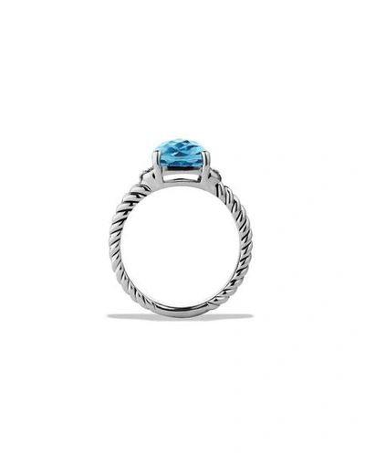 Shop David Yurman Petite Wheaton Ring With Hampton Blue Topaz And Diamonds