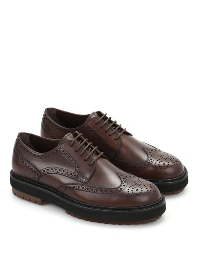 Shop Tod's Lace-up Shoes In Leather In Brown