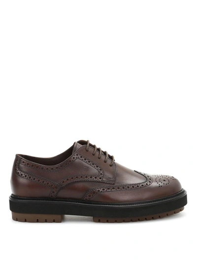 Shop Tod's Lace-up Shoes In Leather In Brown