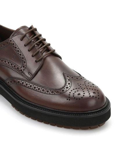 Shop Tod's Lace-up Shoes In Leather In Brown