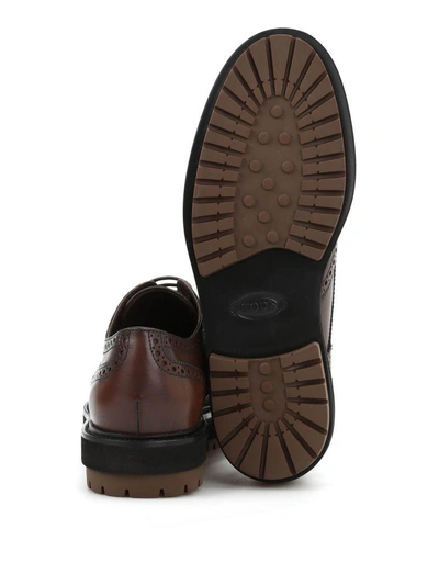 Shop Tod's Lace-up Shoes In Leather In Brown