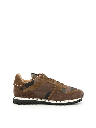 Shop Valentino Camouflage Noir Sneakers In A.green-brush Woodverde