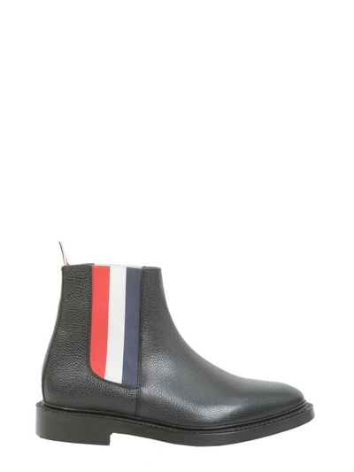 Shop Thom Browne Chelsea Boots With Elasticated Logo In Nero