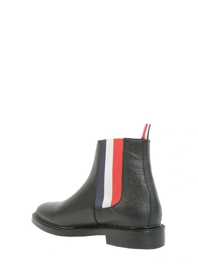 Shop Thom Browne Chelsea Boots With Elasticated Logo In Nero