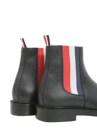 Shop Thom Browne Chelsea Boots With Elasticated Logo In Nero