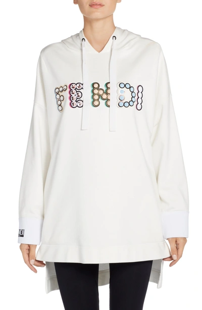 Shop Fendi Studded Logo Sweatshirt In White