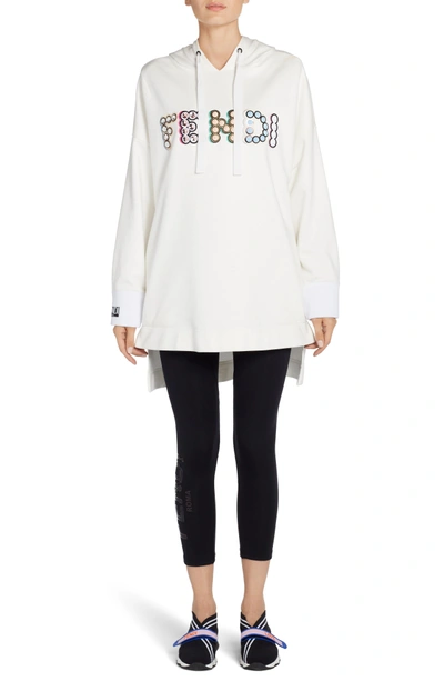 Shop Fendi Studded Logo Sweatshirt In White