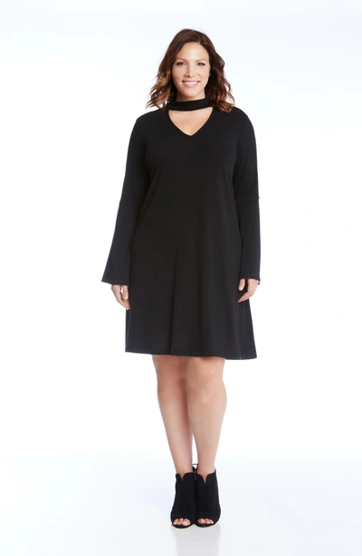 Shop Karen Kane Taylor Choker Neck A-line Dress In Black