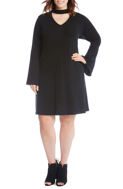 Shop Karen Kane Taylor Choker Neck A-line Dress In Black