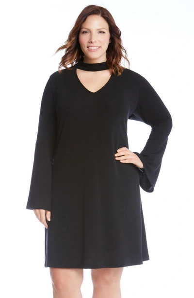Shop Karen Kane Taylor Choker Neck A-line Dress In Black