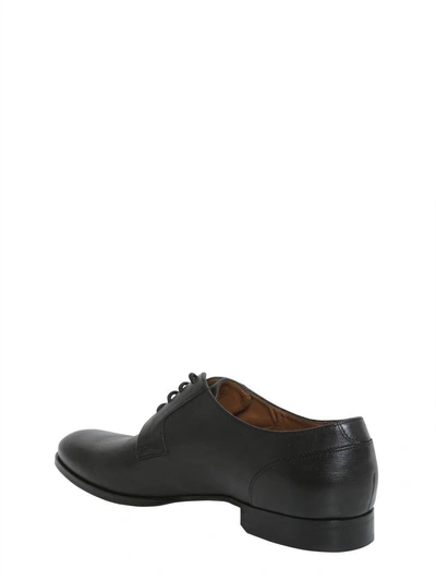 Shop Hugo Boss Saffiano Leather Derby Shoes In Nero