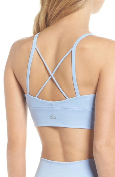 Shop Alo Yoga Deluxe Sports Bra In Uv Blue