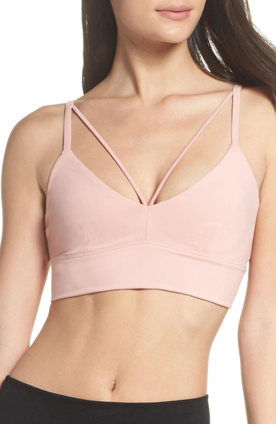 Shop Alo Yoga Deluxe Sports Bra In Powder Pink