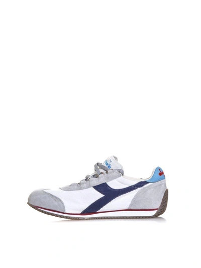 Shop Diadora Equipe Stone Suede Sneakers In Bianco/blu/grigio