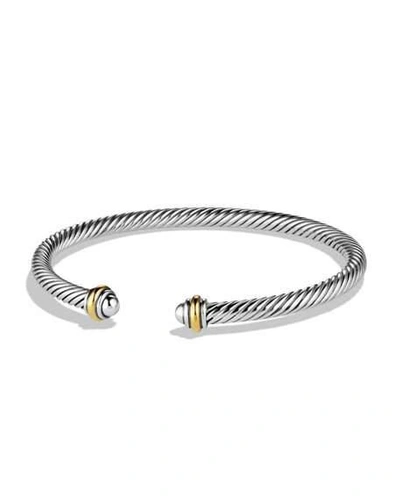 Shop David Yurman Cable Bracelet In Silver With 18k Gold, 4mm In Silver/gold