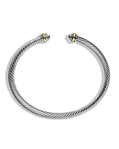 Shop David Yurman Cable Bracelet In Silver With 18k Gold, 4mm In Silver/gold