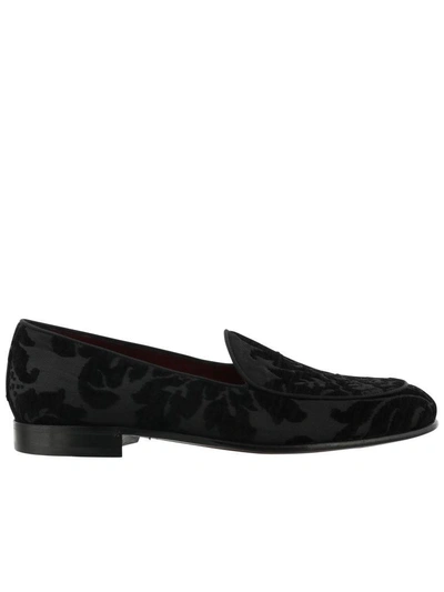 Shop Dolce & Gabbana Broccato Loafers In Black