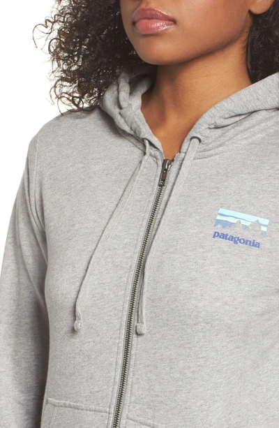 Shop Patagonia Shop Sticker Zip Hoodie In Feather Grey W/ Viking Blue