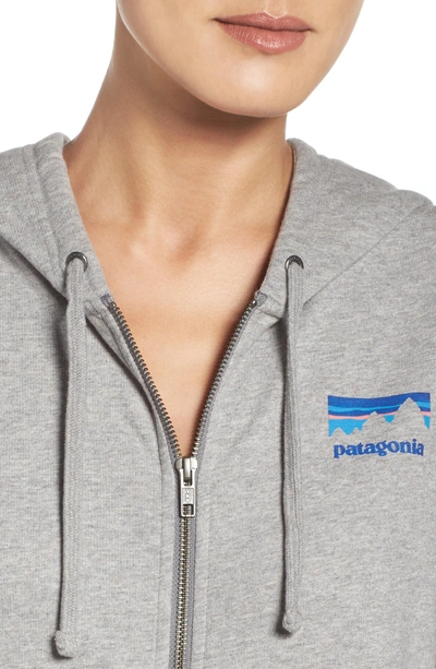 Shop Patagonia Shop Sticker Zip Hoodie In Feather Grey W/ Viking Blue