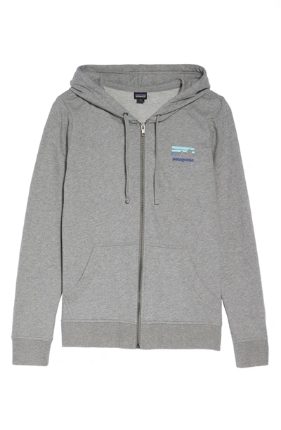 Shop Patagonia Shop Sticker Zip Hoodie In Feather Grey W/ Viking Blue