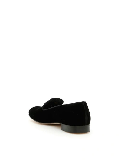 Shop Church's Crown Embroidery Velvet Loafers In Blacknero