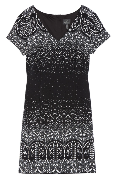 Shop Adrianna Papell Lace Majesty Print A-line Dress In Black Multi
