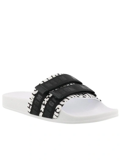 Shop Msgm Sandal In White Black
