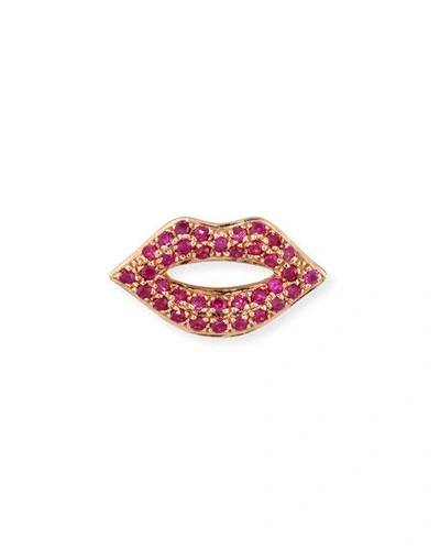 Shop Sydney Evan 14k Rose Gold & Ruby Lips Single Stud Earring