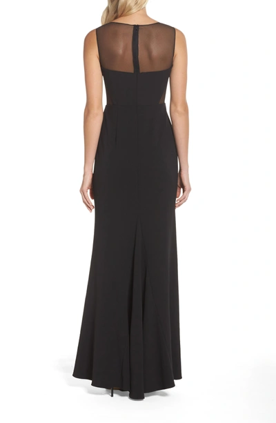 Shop Adrianna Papell Embellished Knit Crepe Gown In Black