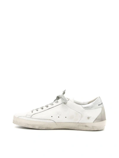 Shop Golden Goose Superstar Sneakers In White Silver Metal Letteringbianco