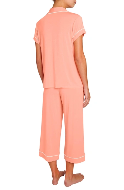 Shop Eberjey Gisele Crop Pajamas In Candlelight Peach/ Ivory
