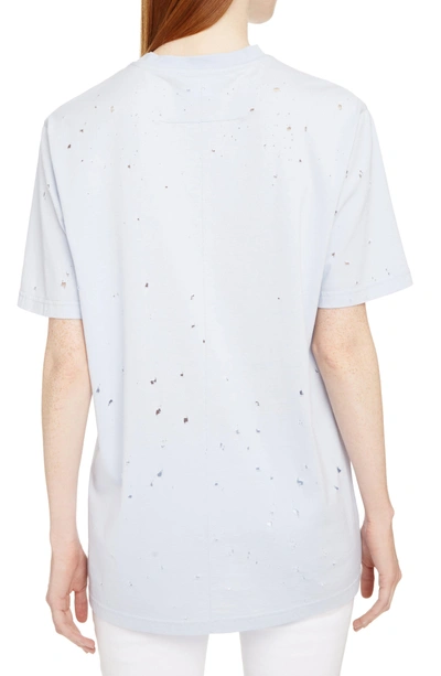 Shop Givenchy Destroyed Logo Tee In Baby Blue