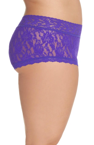 Shop Hanky Panky Stretch Lace Boyshorts In Electric Purple