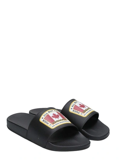 Shop Dsquared2 Black Rubber Flats Sandals