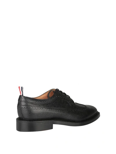 Shop Thom Browne Pebbled Grain Leather Derby Shoes In Nero