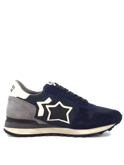 Shop Atlantic Stars Argo Suede Leather And Mesh Sneaker In Blu