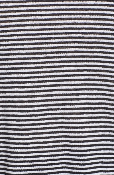 Shop Eileen Fisher Stripe Long Organic Linen Top In Black/ White
