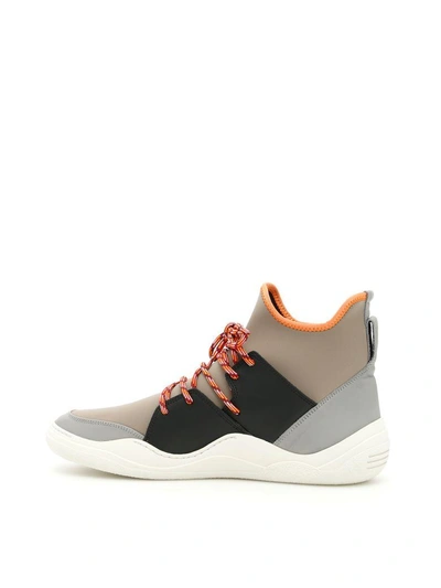 Shop Lanvin Diving High Top Sneakers In Taupe|grigio