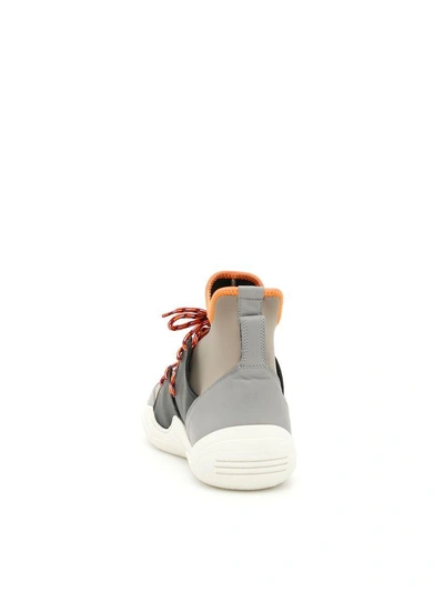 Shop Lanvin Diving High Top Sneakers In Taupe|grigio