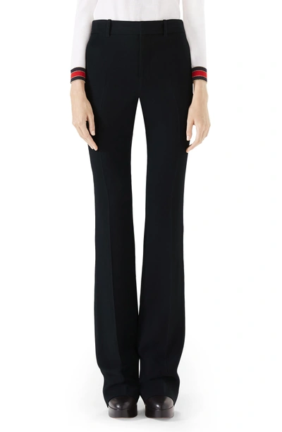 Shop Gucci Stretch Cady Skinny Flare Pants In Black